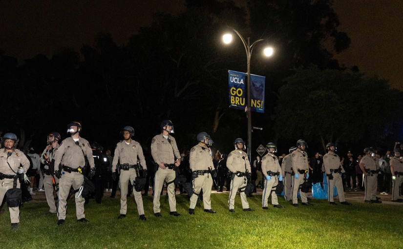 Violence flares at UCLA as police end protests at New York’s Columbia